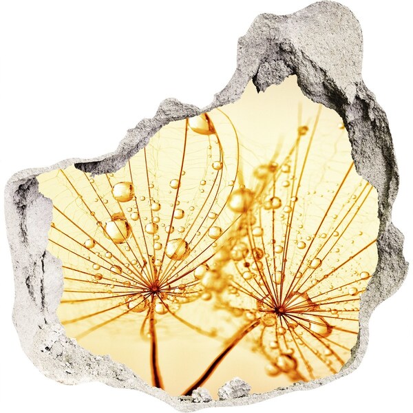 Wandfolien Loch in der Wand Goldene Blumen aus Beton