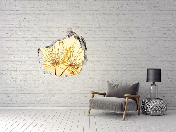 Wandfolien Loch in der Wand Goldene Blumen aus Beton