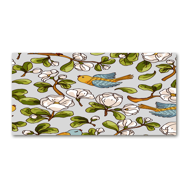 Acrylglas-Druck Blumen und Vögel