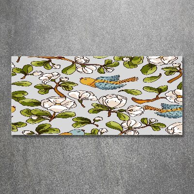 Acrylglas-Druck Blumen und Vögel