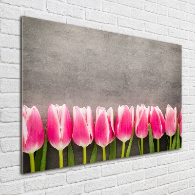 Acrylbild Fotodruck Rosa Tulpen