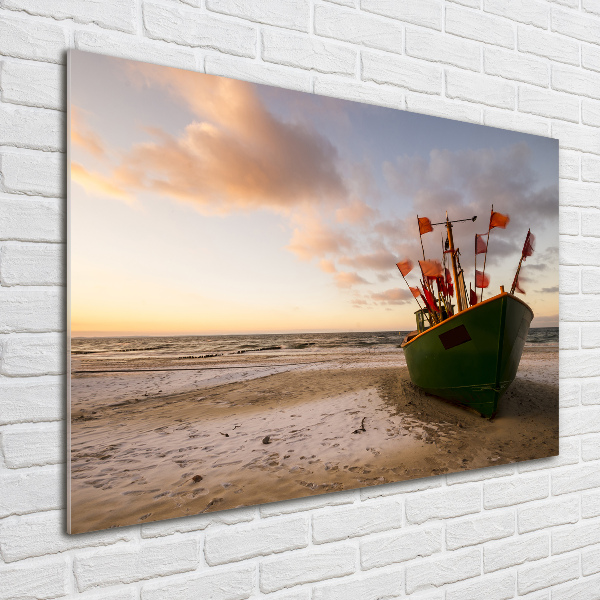 Acrylglas-Druck Fischerbootstrand