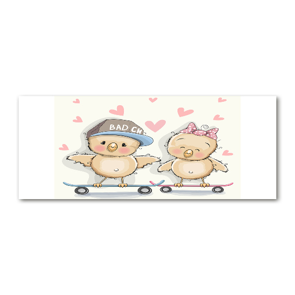 Bild auf Acrylglas Vögel auf einem Skateboard