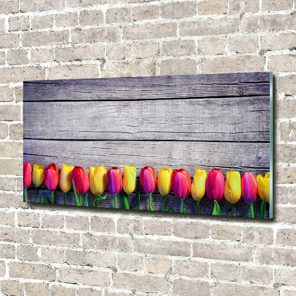 Acrylglas-Druck Tulpen auf Holz