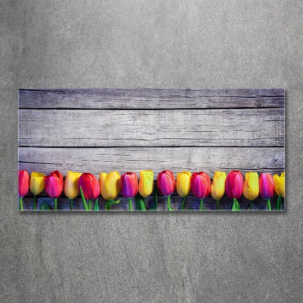 Acrylglas-Druck Tulpen auf Holz