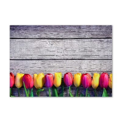 Acrylglas-Druck Tulpen auf Holz