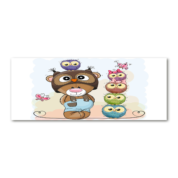 Acrylbild Fotodruck Teddybär und Eulen