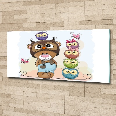 Acrylbild Fotodruck Teddybär und Eulen