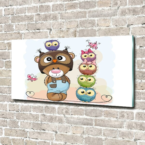 Acrylbild Fotodruck Teddybär und Eulen