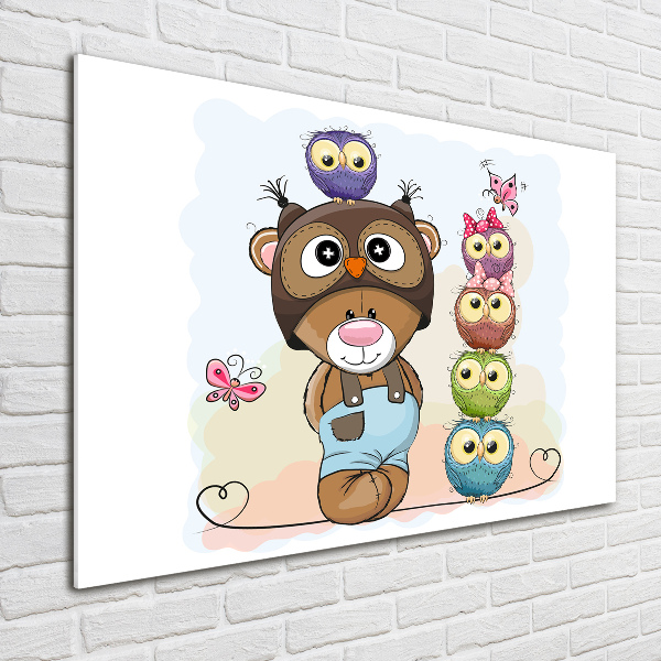 Acrylbild Fotodruck Teddybär und Eulen