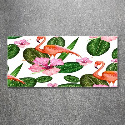Acrylbild Fotodruck Flamingos und Pflanzen