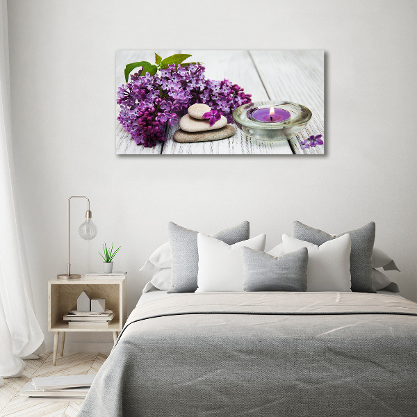 Acrylglas-Druck Flieder- und Zen-Steine