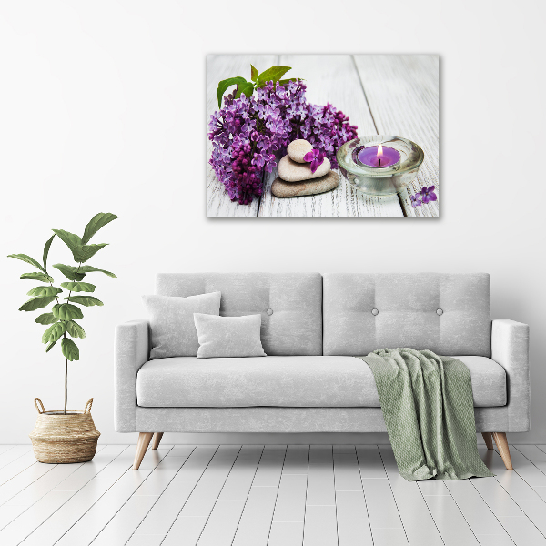 Acrylglas-Druck Flieder- und Zen-Steine