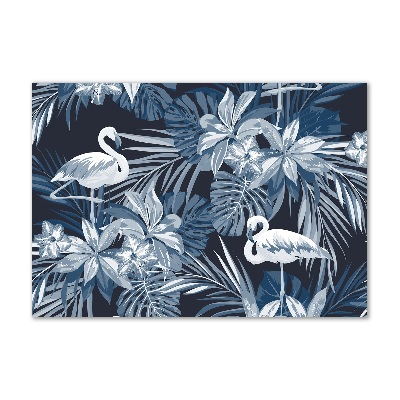 Foto auf Acryl Flamingos und Pflanzen