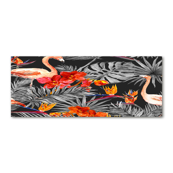 Acrylbild Fotodruck Flamingos und Blumen