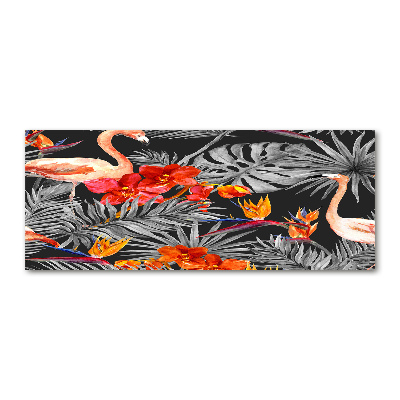 Acrylbild Fotodruck Flamingos und Blumen