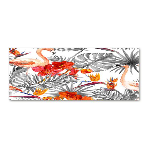Acrylglas-Druck Flamingos und Blumen