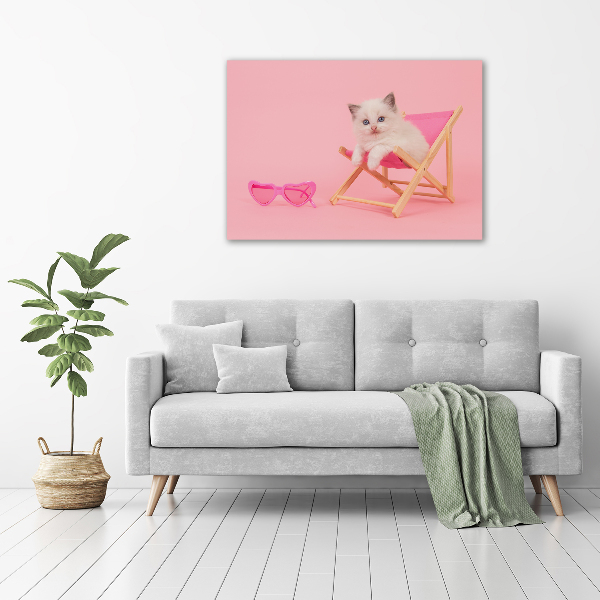 Acrylglas-Druck Katze auf einem Liegestuhl