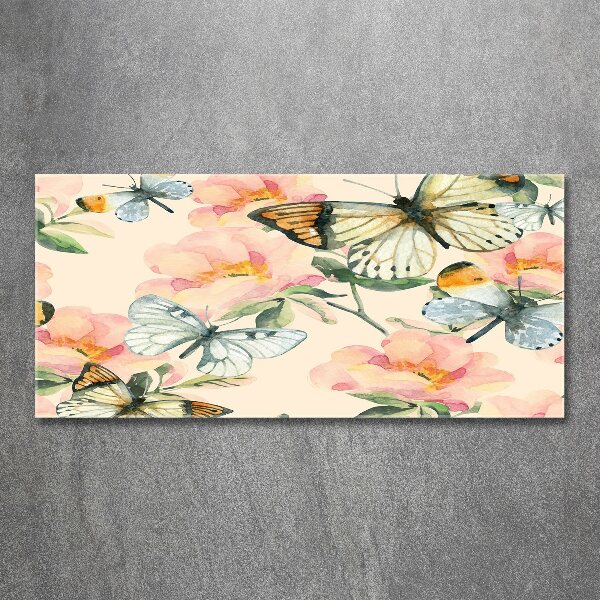 Acrylbild Fotodruck Schmetterlinge und Blumen