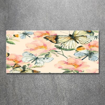 Acrylbild Fotodruck Schmetterlinge und Blumen