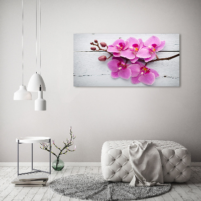 Bild auf Acrylglas Orchidee auf Holz