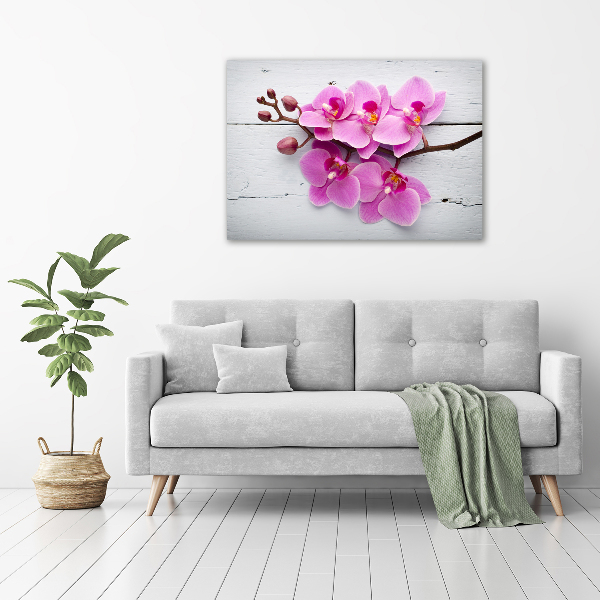 Bild auf Acrylglas Orchidee auf Holz