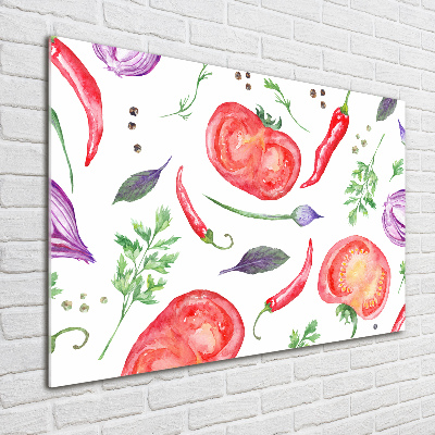 Foto auf Acryl Tomaten und Gewürze