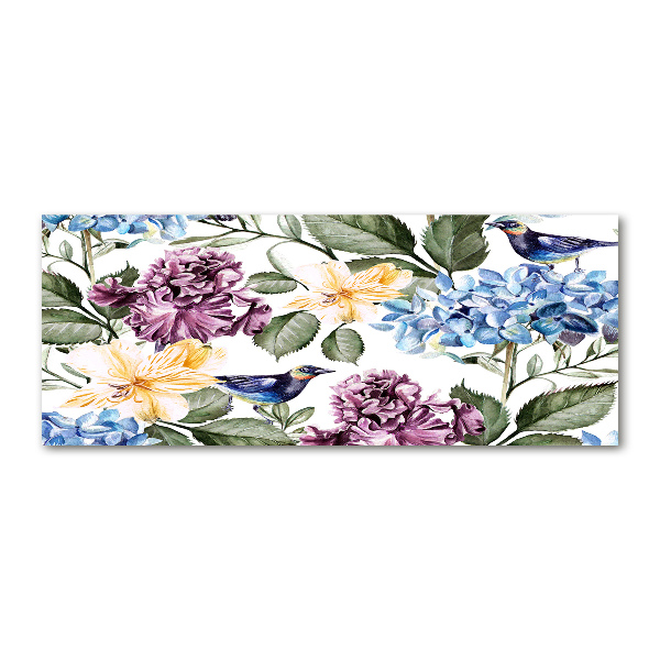 Bild auf Acrylglas Blumen und Vögel