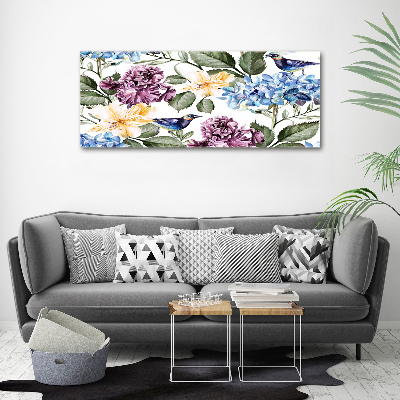 Bild auf Acrylglas Blumen und Vögel