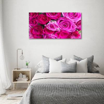 Acrylglas-Druck Strauß aus rosa Rosen