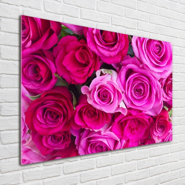 Acrylglas-Druck Strauß aus rosa Rosen
