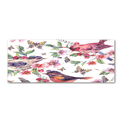 Acrylbild Fotodruck Vögel, Schmetterlinge, Kirschen