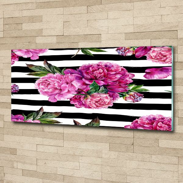 Acrylbild Fotodruck Rosa Pfingstrosen