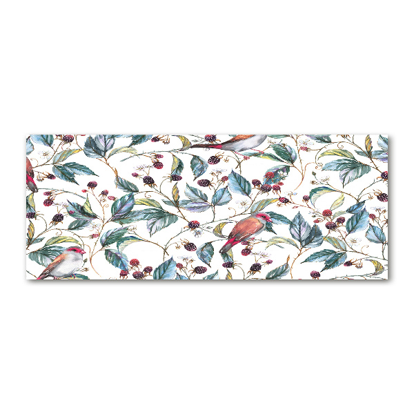 Foto auf Acryl Brombeeren und Vögel