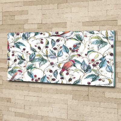 Foto auf Acryl Brombeeren und Vögel