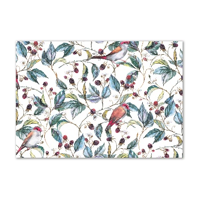 Foto auf Acryl Brombeeren und Vögel