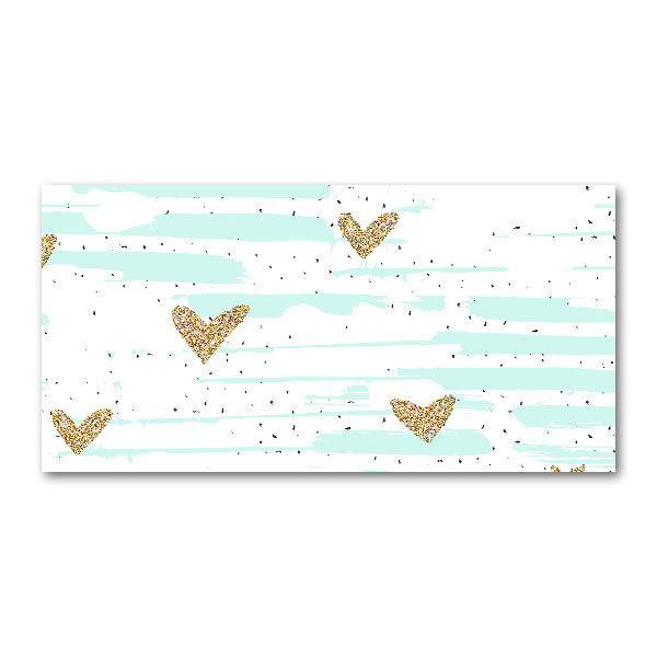 Foto auf Acryl Hintergrund mit goldenen Herzen