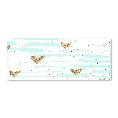 Foto auf Acryl Hintergrund mit goldenen Herzen