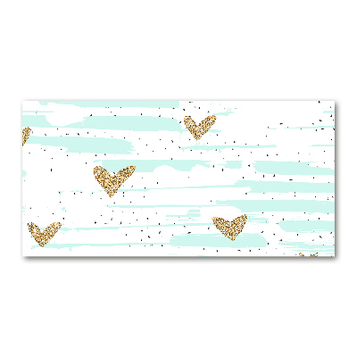 Foto auf Acryl Hintergrund mit goldenen Herzen