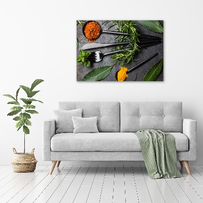 Bild auf Acrylglas Besteck und Gewürze