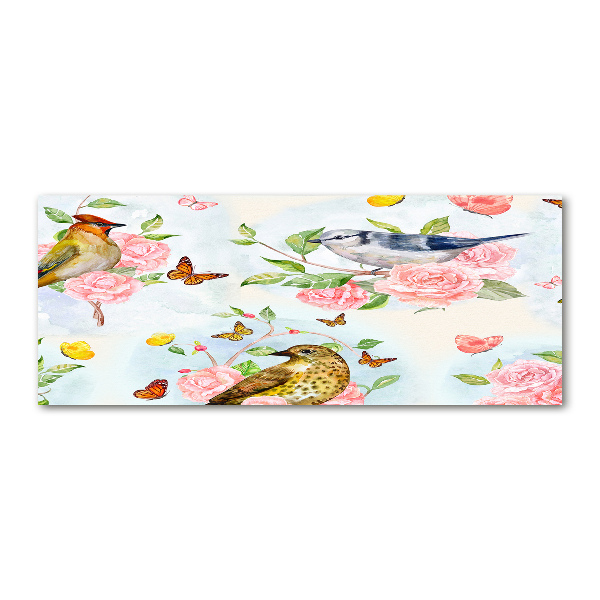 Acrylglas-Druck Vögel und Rosen