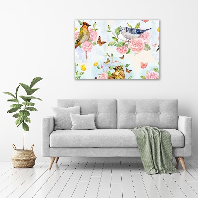 Acrylglas-Druck Vögel und Rosen