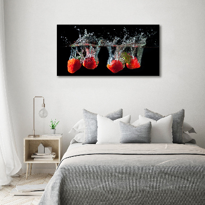 Foto auf Acryl Erdbeeren unter Wasser