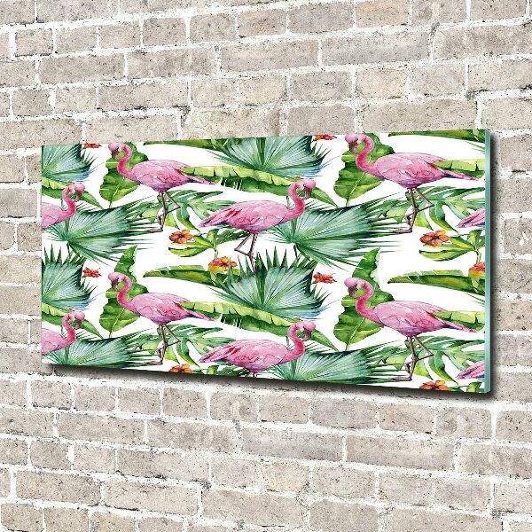 Acrylglas-Druck Flamingos Pflanzen