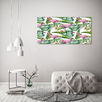 Acrylglas-Druck Flamingos Pflanzen