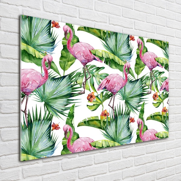 Acrylglas-Druck Flamingos Pflanzen