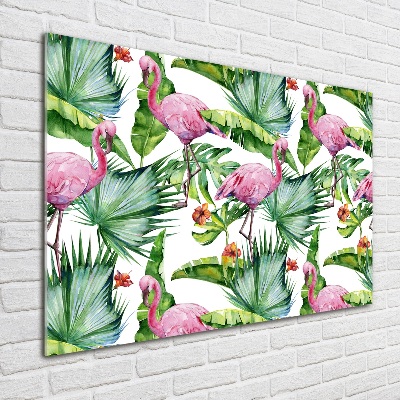 Acrylglas-Druck Flamingos Pflanzen