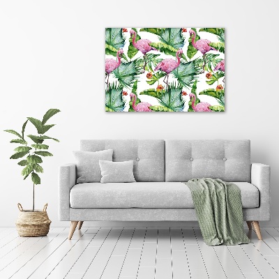 Acrylglas-Druck Flamingos Pflanzen