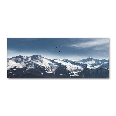 Foto auf Acryl Gleitschirmfliegen in den Alpen