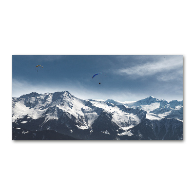 Foto auf Acryl Gleitschirmfliegen in den Alpen